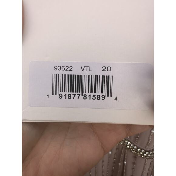 Mac Duggal 93622 LONG PUFF SLEEVE PEARL BEADED MIDI DRESS VINTAGE LILAC SZ 20 - Picture 10 of 16